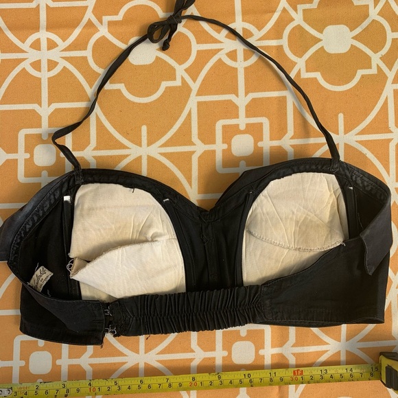 Rare black vintage 1950s bra top pin up L - Picture 6 of 6